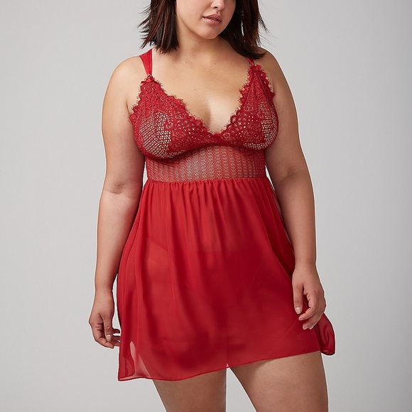 MESH & LACE CHEMISE WITH STRAPPY BACK - Picture 1 of 3